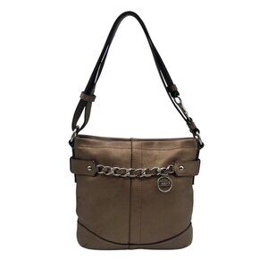 Coach Brown Metallic Leather Chain Duffle Bag